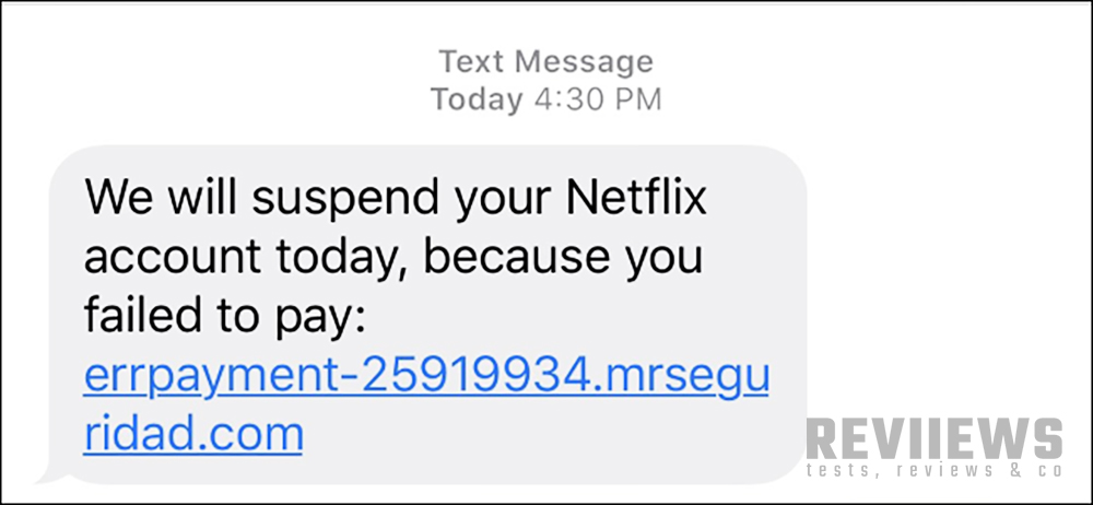 Exemple SMS arnaque suspension compte Netflix